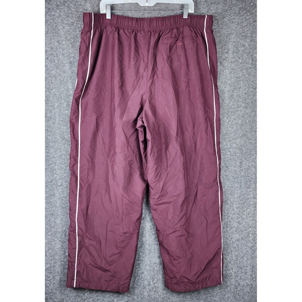 Tek Gear Track Pants Mens 38 Burgundy White Stripe Mesh Lined Athletic Joggers - Picture 2 of 9